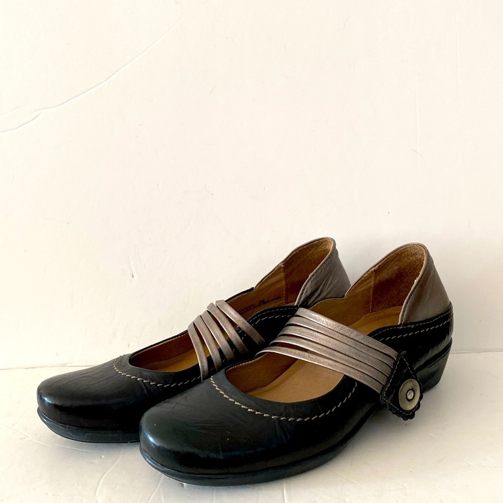 Dromedaris Leather Shoes Mary Jane Black Pewter Size 38
